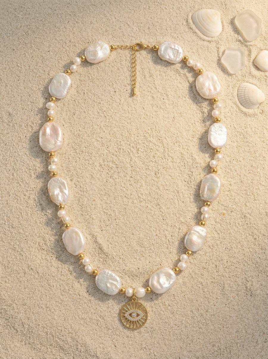 Pearl and Heart Charm Layered Necklace