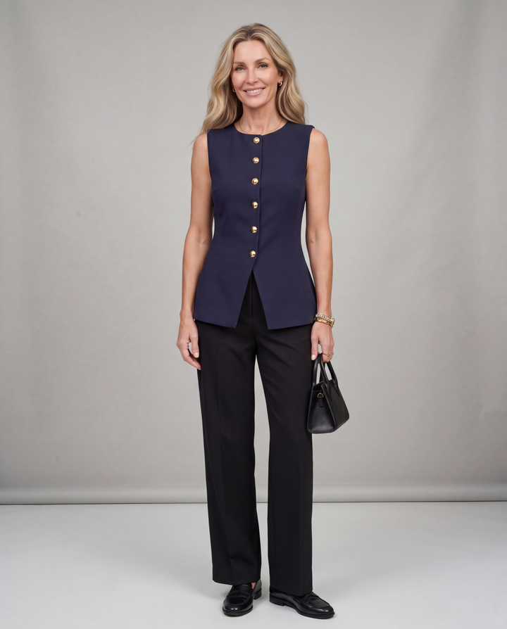 Rose | Sleeveless Button Peplum Top