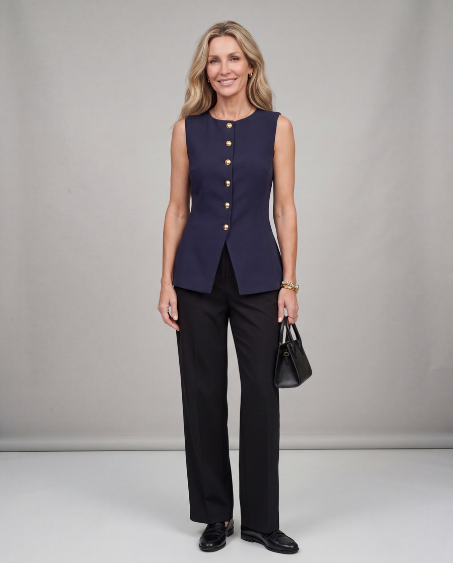 Rose | Sleeveless Button Peplum Top