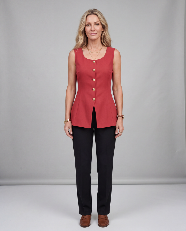 Rose | Sleeveless Button Peplum Top