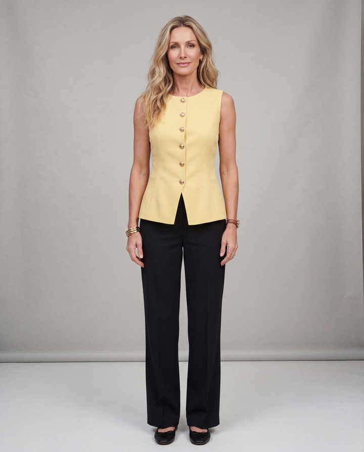 Rose | Sleeveless Button Peplum Top