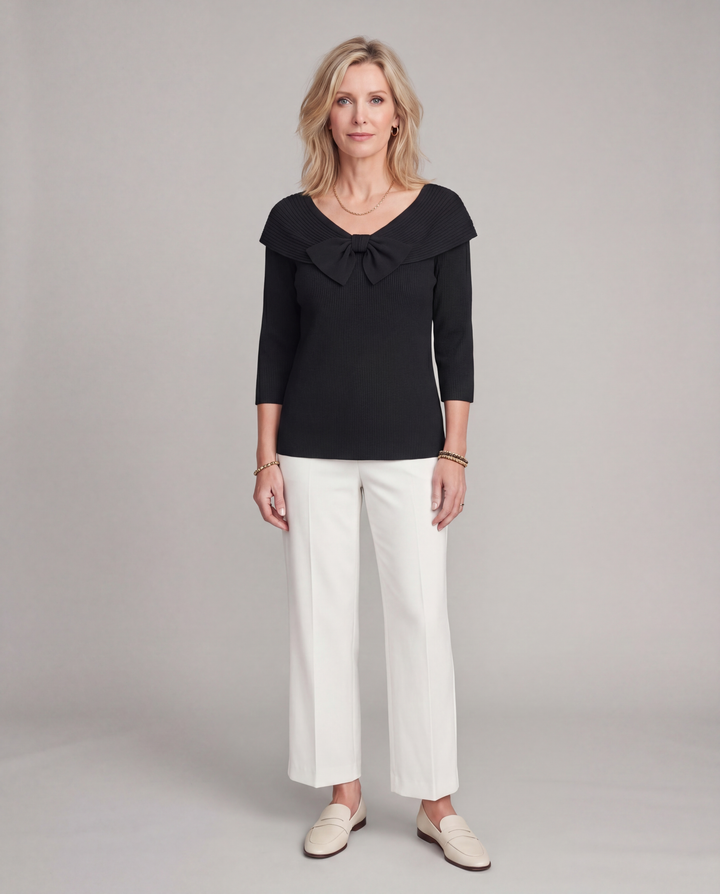 Serenna | Women's Sweater with Bow and Round Neckline