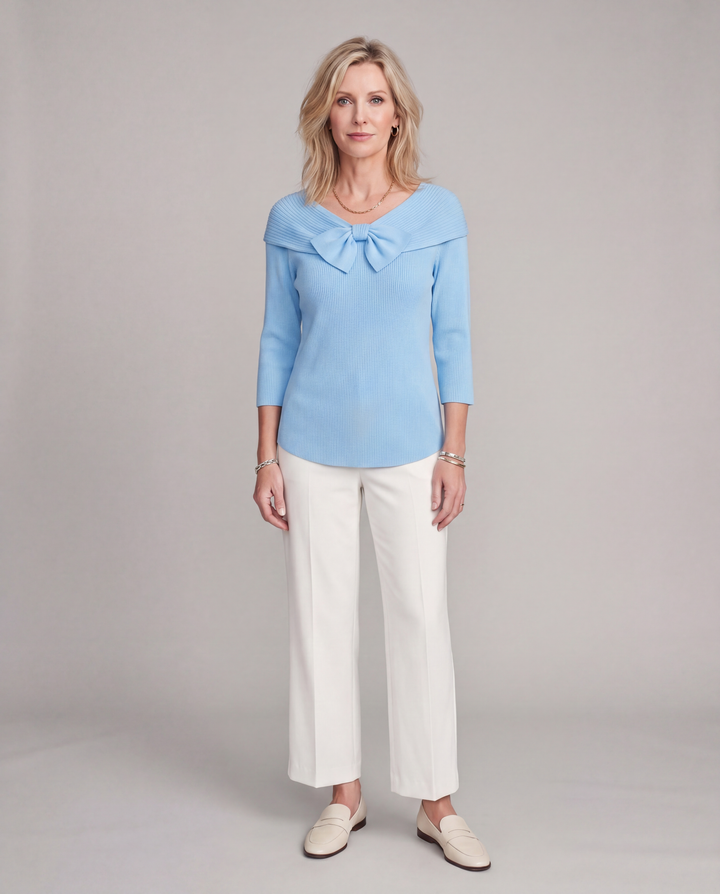 Serenna | Women's Sweater with Bow and Round Neckline