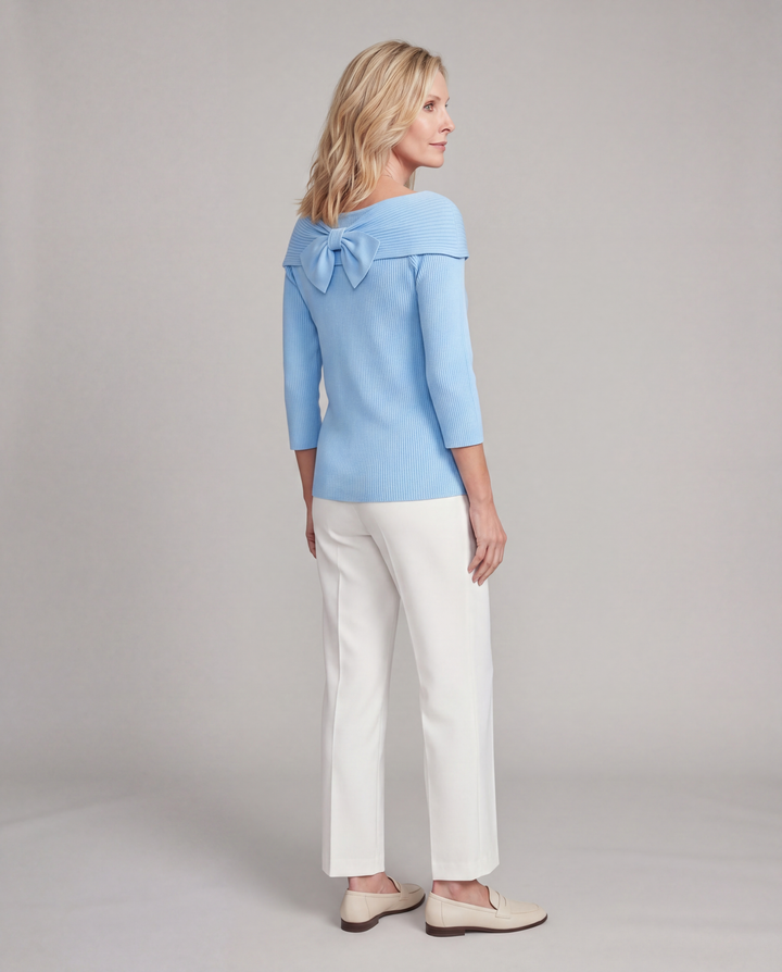 Serenna | Women's Sweater with Bow and Round Neckline