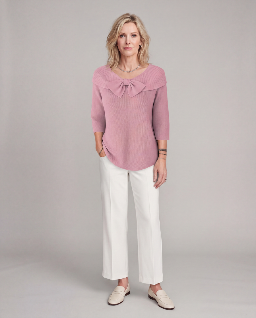 Serenna | Women's Sweater with Bow and Round Neckline