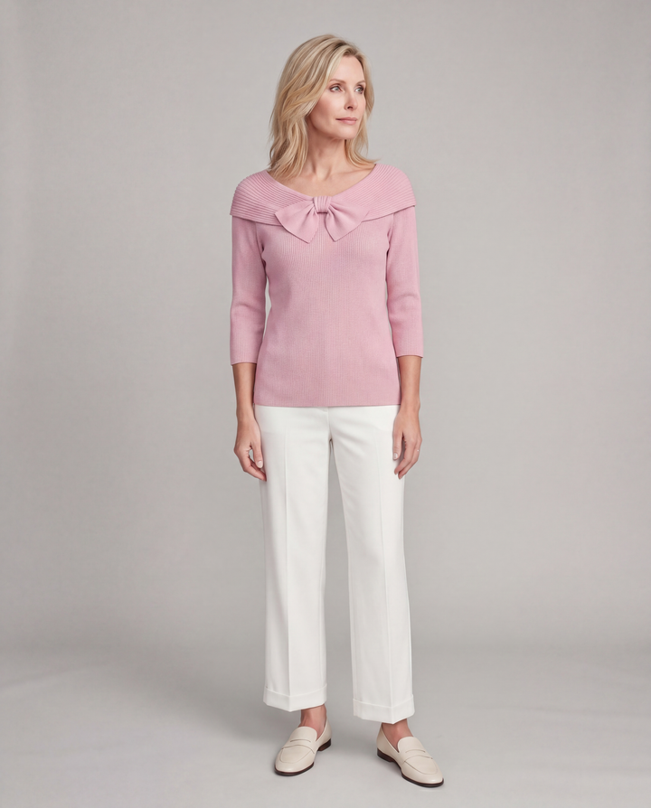 Serenna | Women's Sweater with Bow and Round Neckline